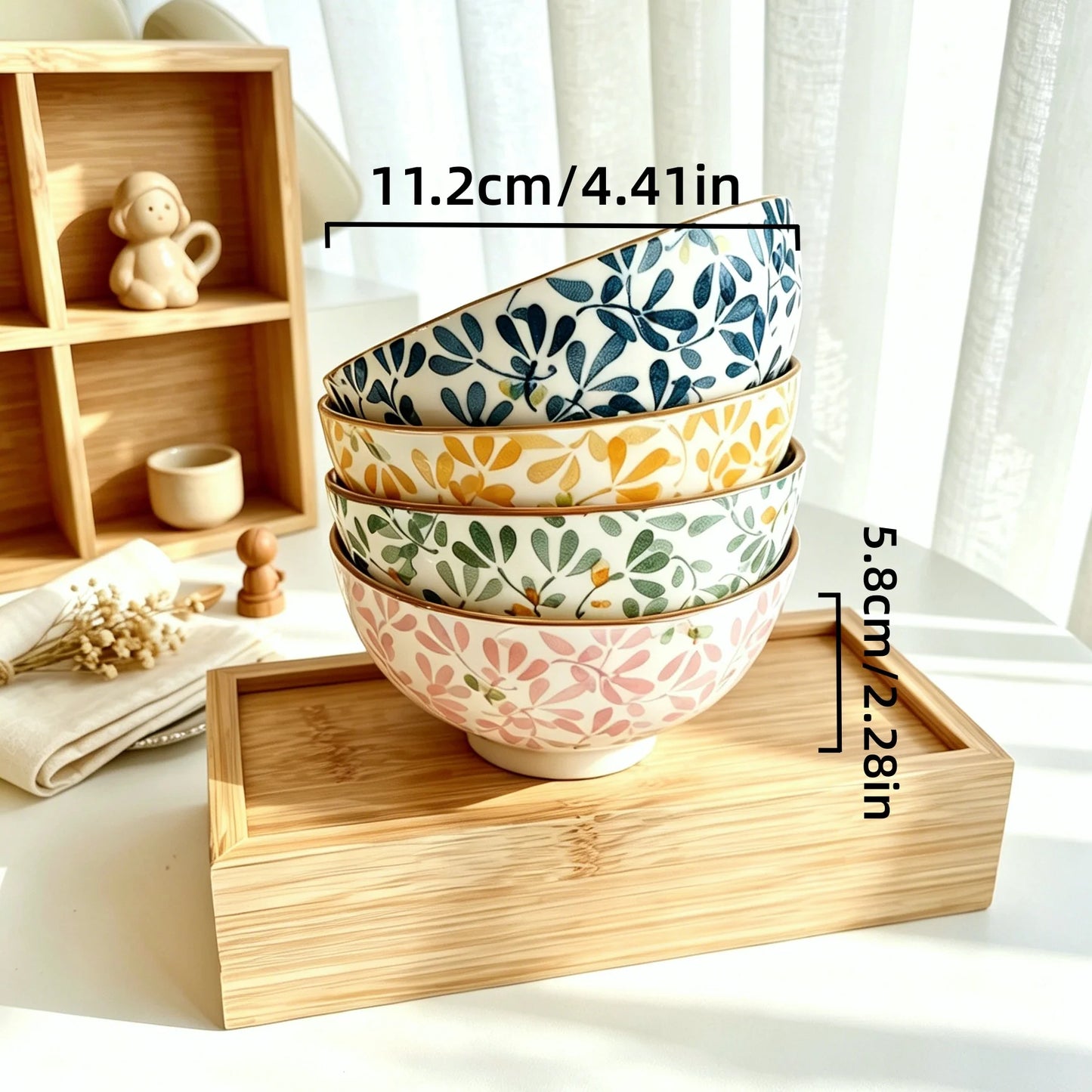 Floral Ceramic Bowl Set for Pasta, Salad, and More | Dishwasher Safe
