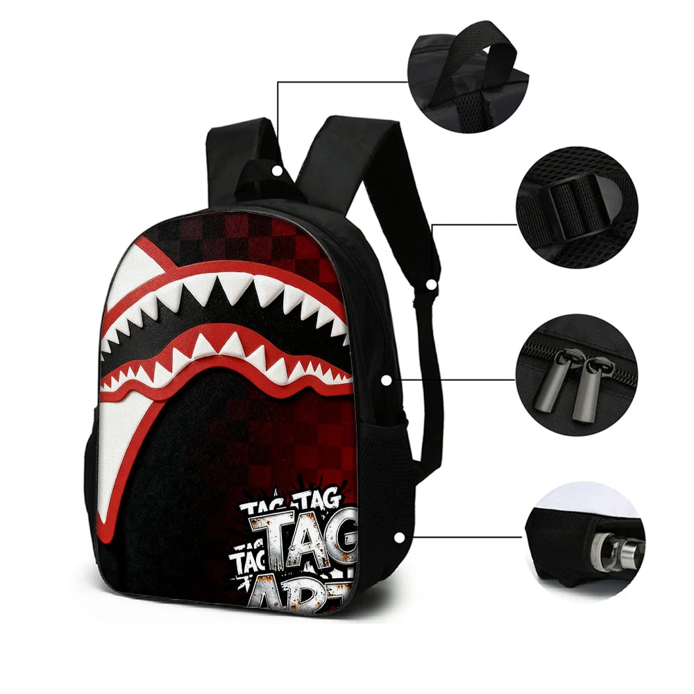 Trendy Shark Graphic Backpack Set | Ideal for School & Adventures