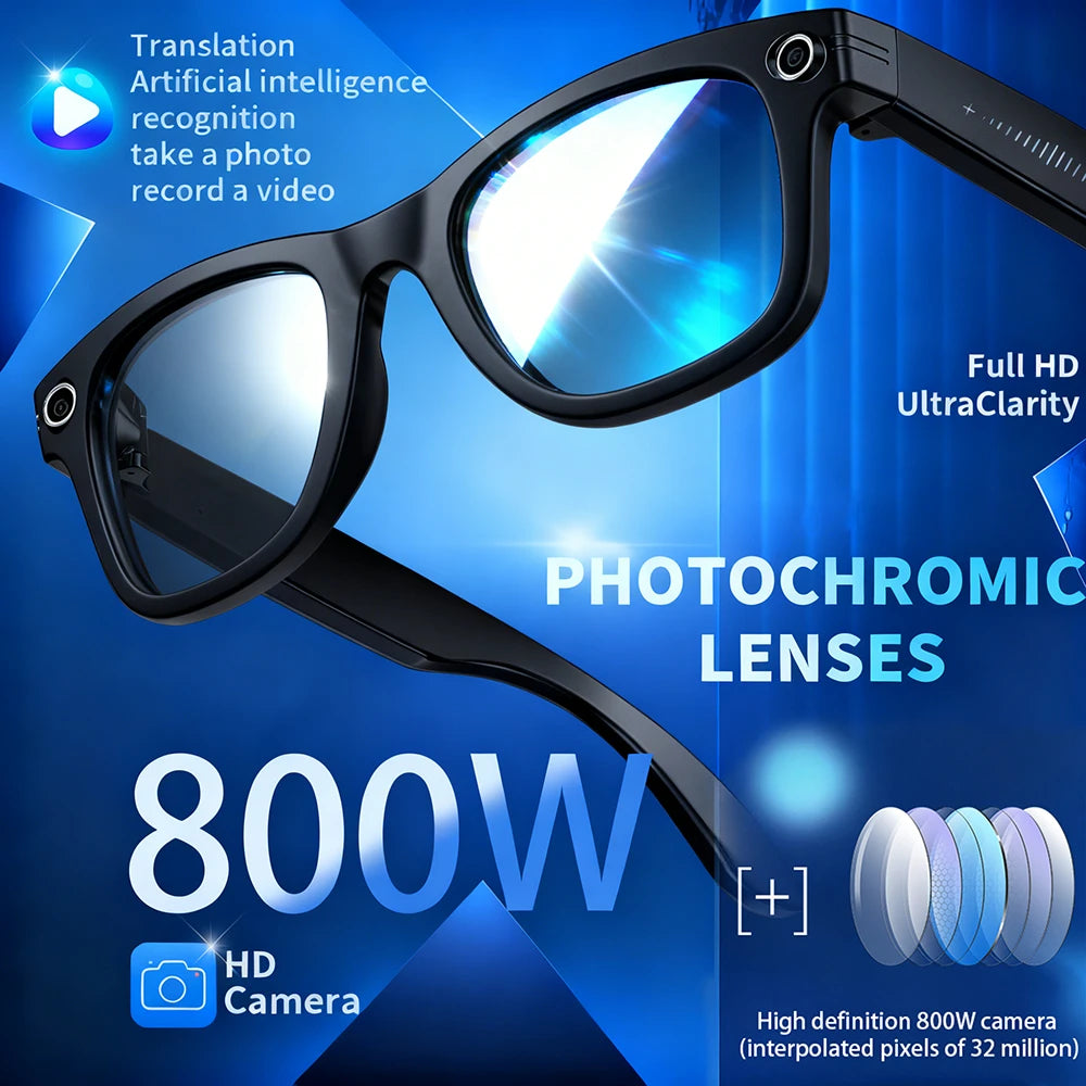 AI Smart Glasses with 8MP Camera & Bluetooth Features