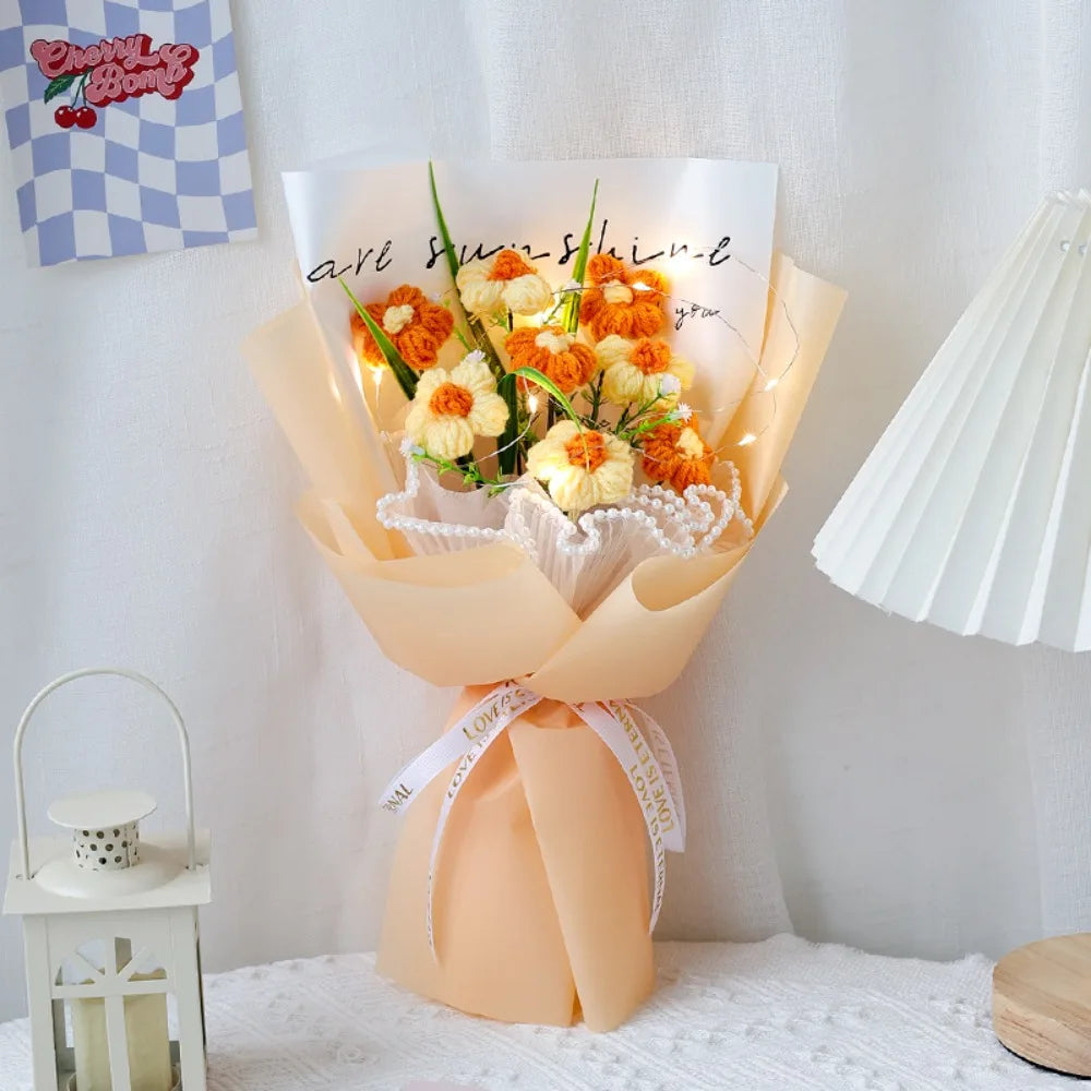 Ramo de flores de crochet tejido a mano | Regalos perfectos para graduación y decoración del hogar
