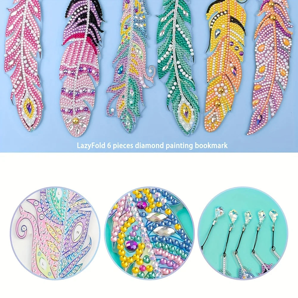 DIY Diamond Art Feather Bookmark Kit - Fun Creative Craft Set