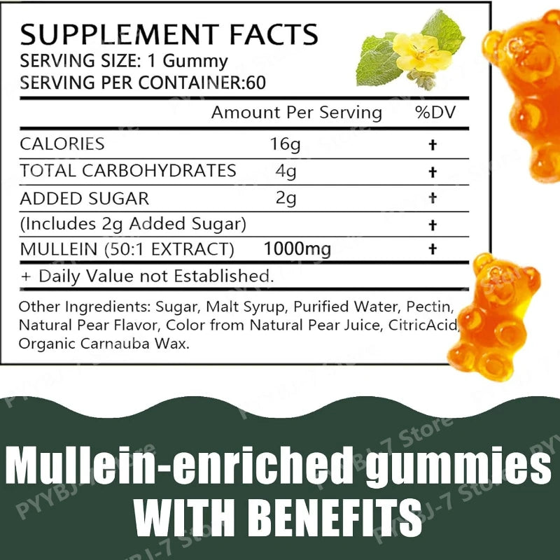 Respiratory Health Mullein Gummies | Pear Flavor Lung Support
