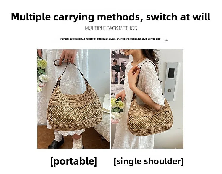 Bolso de Hombro Bohemio Tejido | Bolso de Playa de Gran Capacidad