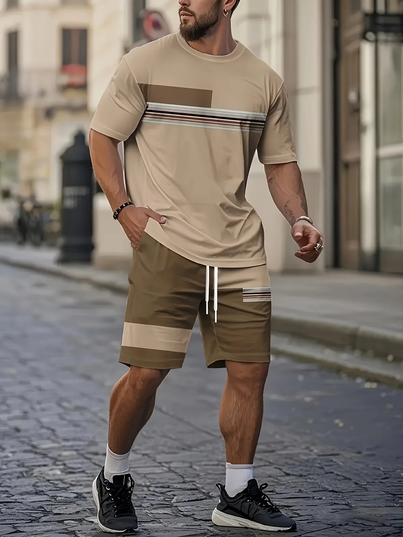 Men's Short-Sleeved Suit | Casual 3D Printed Summer Streetwear