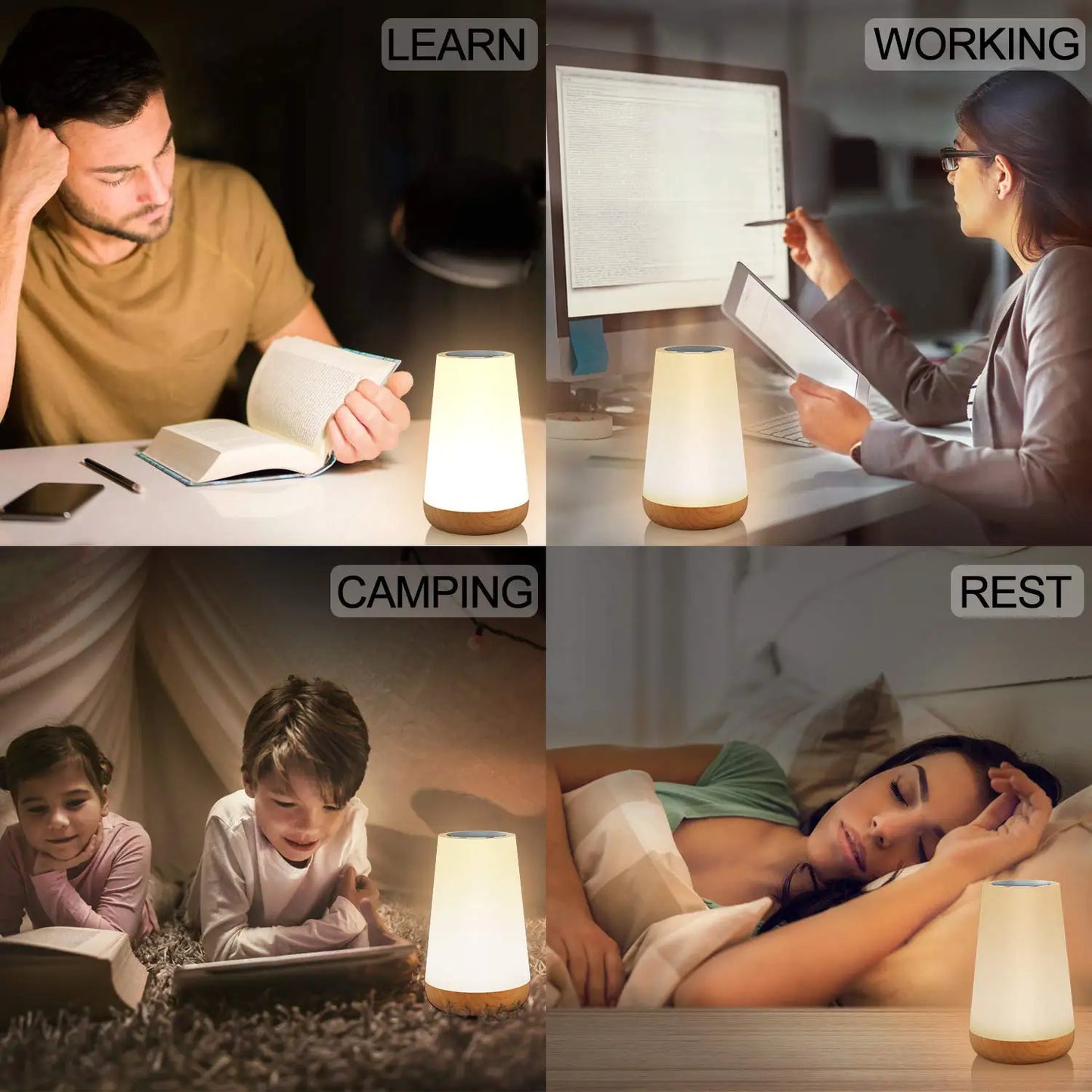 Portable RGB Night Light with Remote Control | Dimmable Touch Lamp