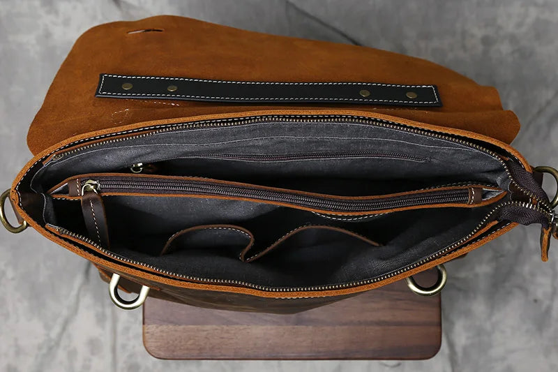 Retro Leather Commuter Handbag | Stylish & Versatile Bag for Men