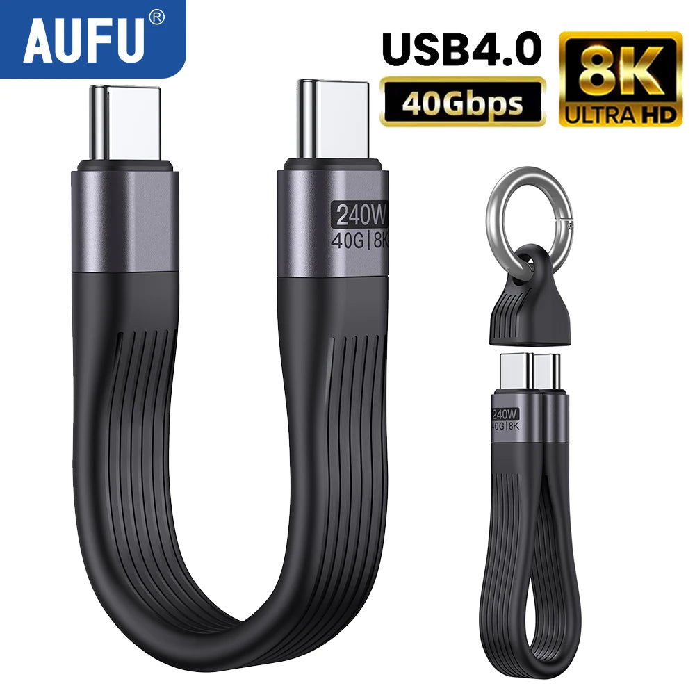 240W USB4 Type C Short Cable | Fast Charging & Data Transfer