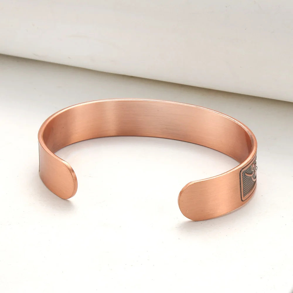 Vintage Floral Pure Copper Cuff Bracelet | Magnetic Therapy Bangle