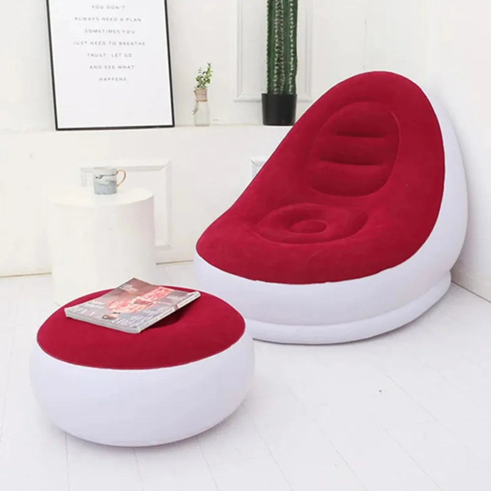 Sillón Hinchable Perezoso | Sofá Portátil con Reposapiés
