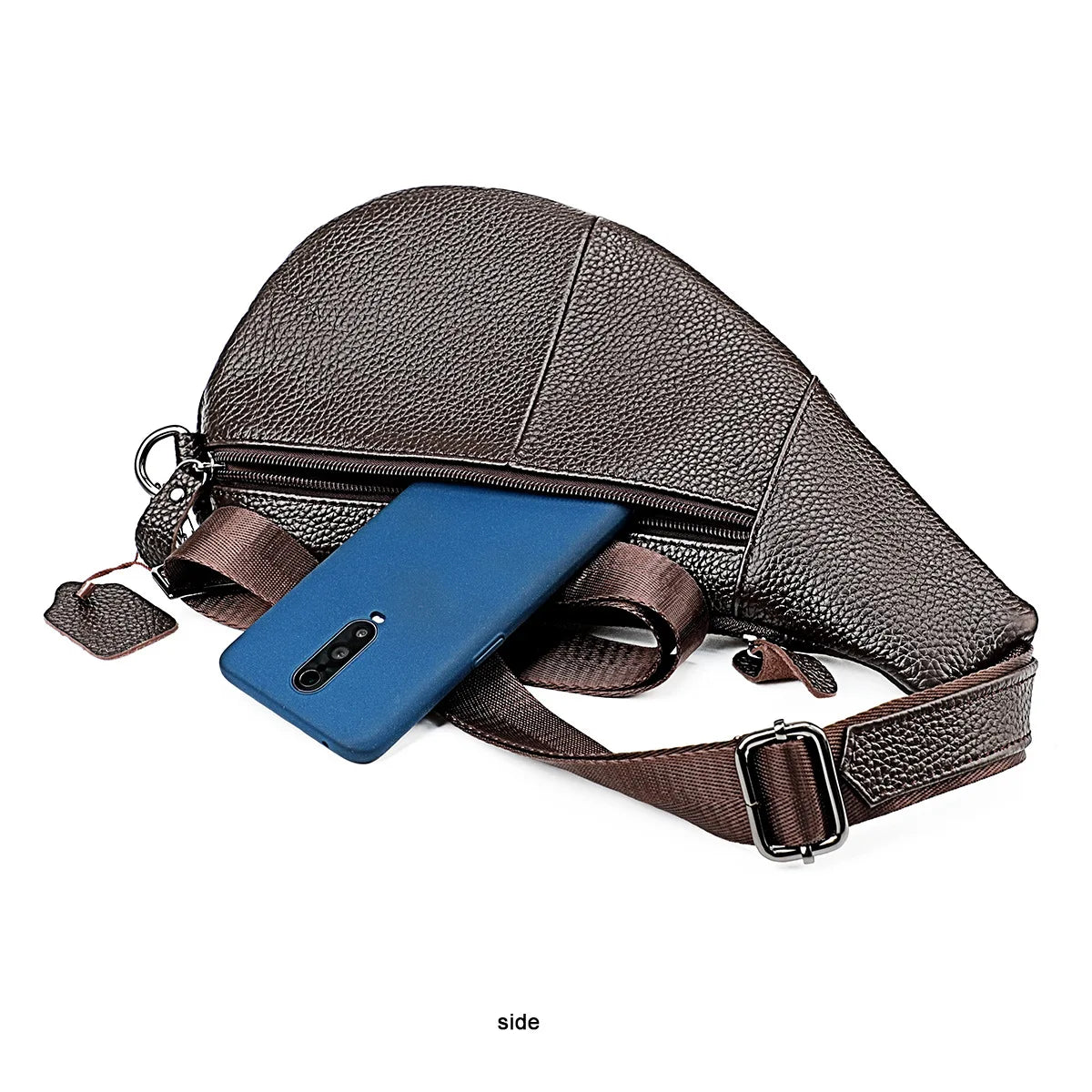 Men's Genuine Leather Chest Bag | Casual Triangle Crossbody Sling