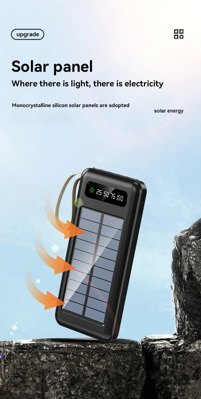 200000mAh Solar Power Bank | Fast Charging Portable Battery