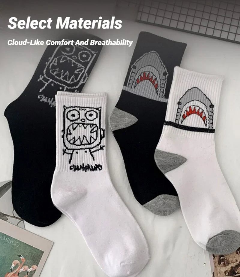 High-Quality Harajuku Shark Socks | Trendy Hip Hop Style