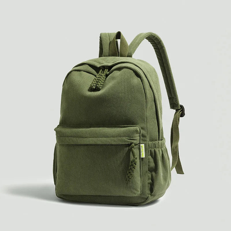 Stylish Neutral Corduroy Backpack | Versatile Large Capacity Daypack