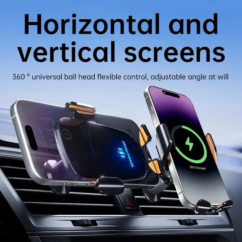 Wireless Car Charger with Fast Charge & Clamping Holder