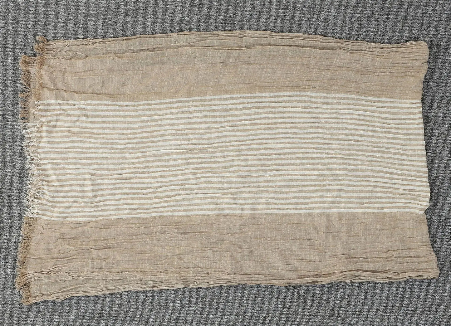 Fashionable Men's Cotton Linen Scarf | Warm Striped Neckerchief