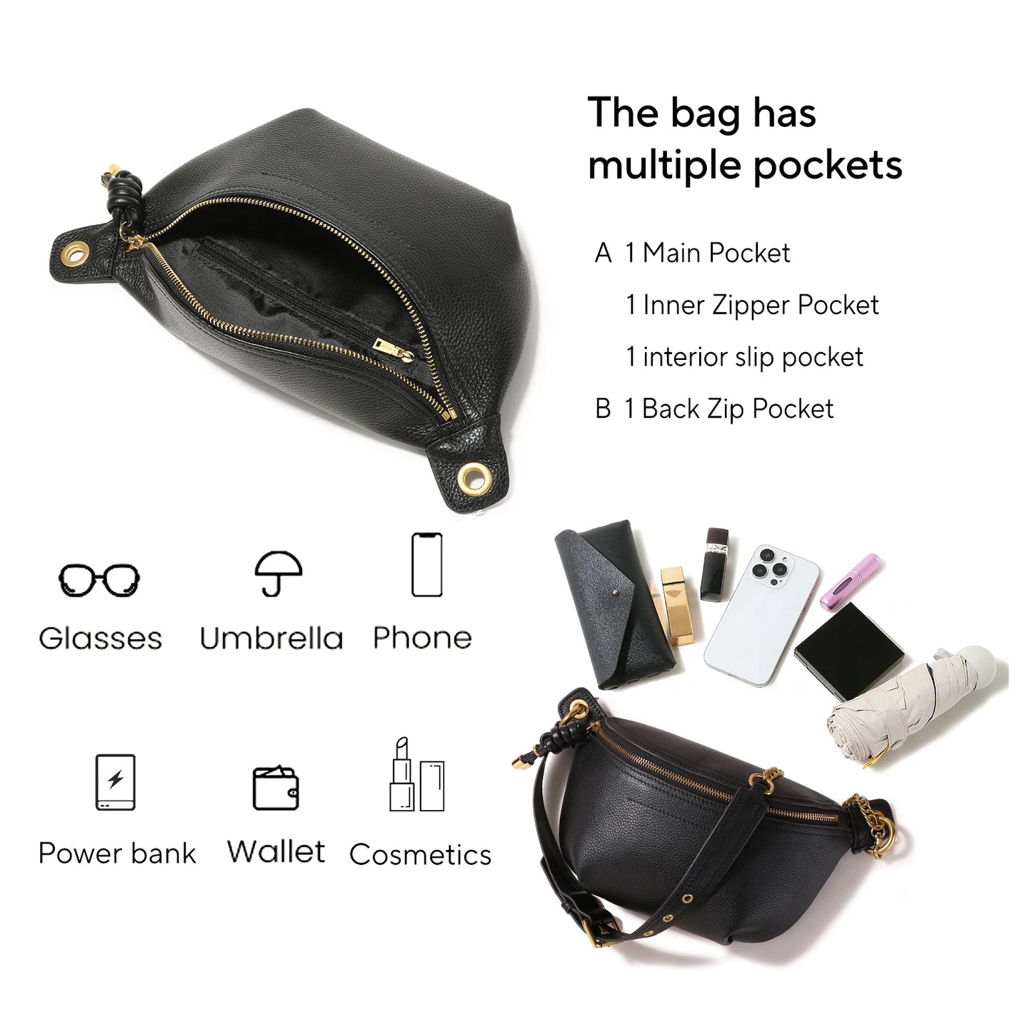 Stylish Women's Genuine Leather Waist Pack | Trendy Belt Bag