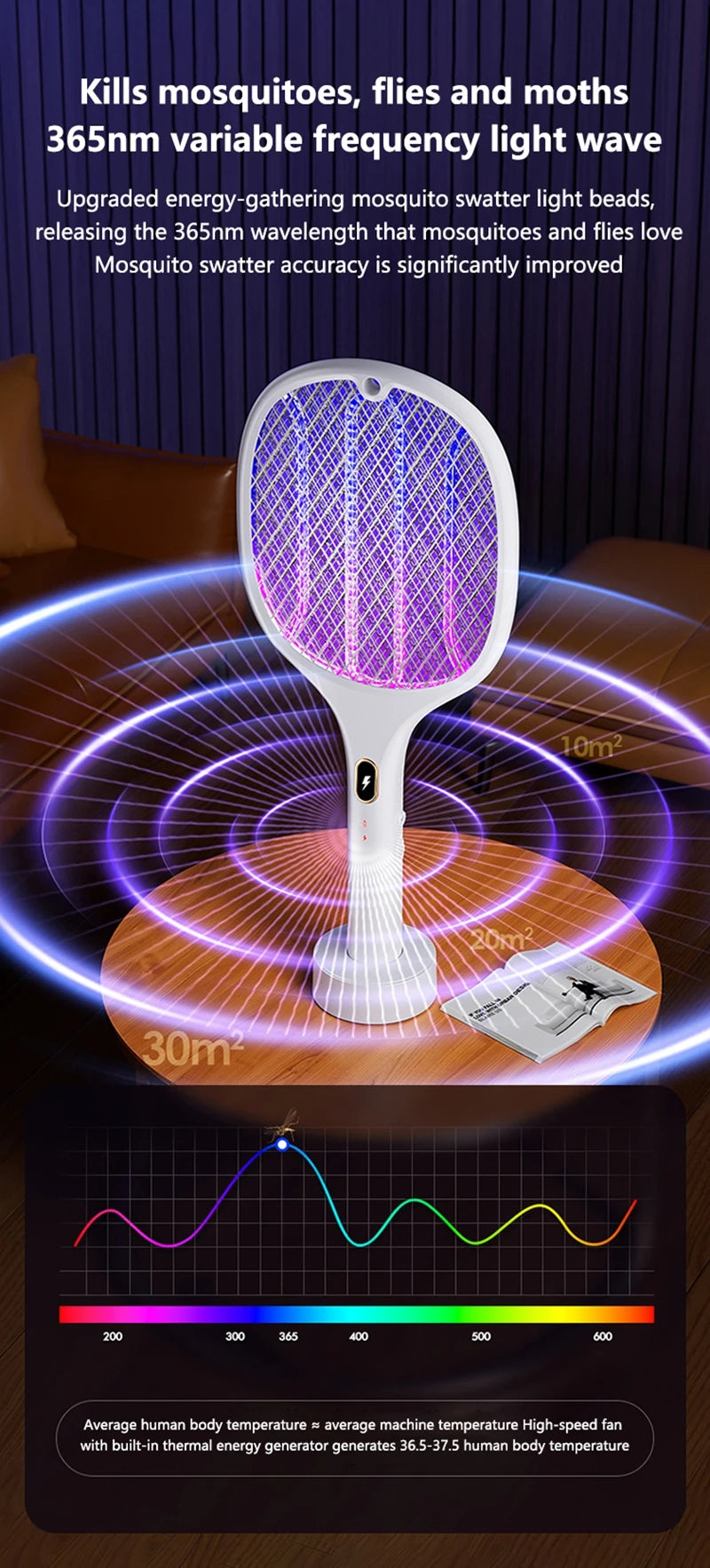 Multi-Functional Electric Bug Zapper Racket | USB Rechargeable Mosquito Killer