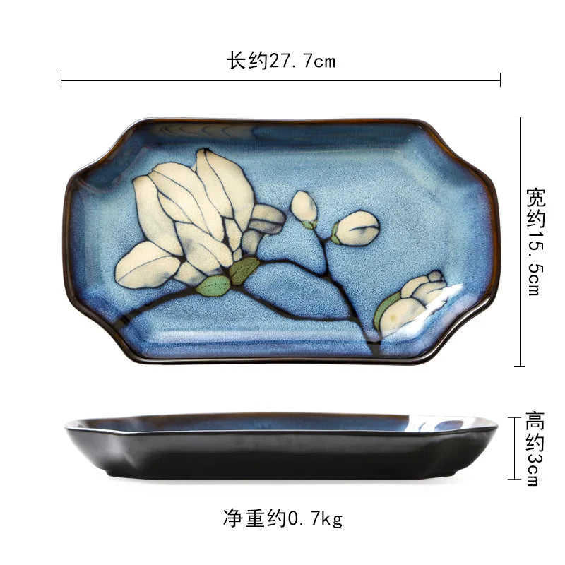 Juego de cuencos hondos para sopa pintados a mano de estilo japonés | Vajilla elegante