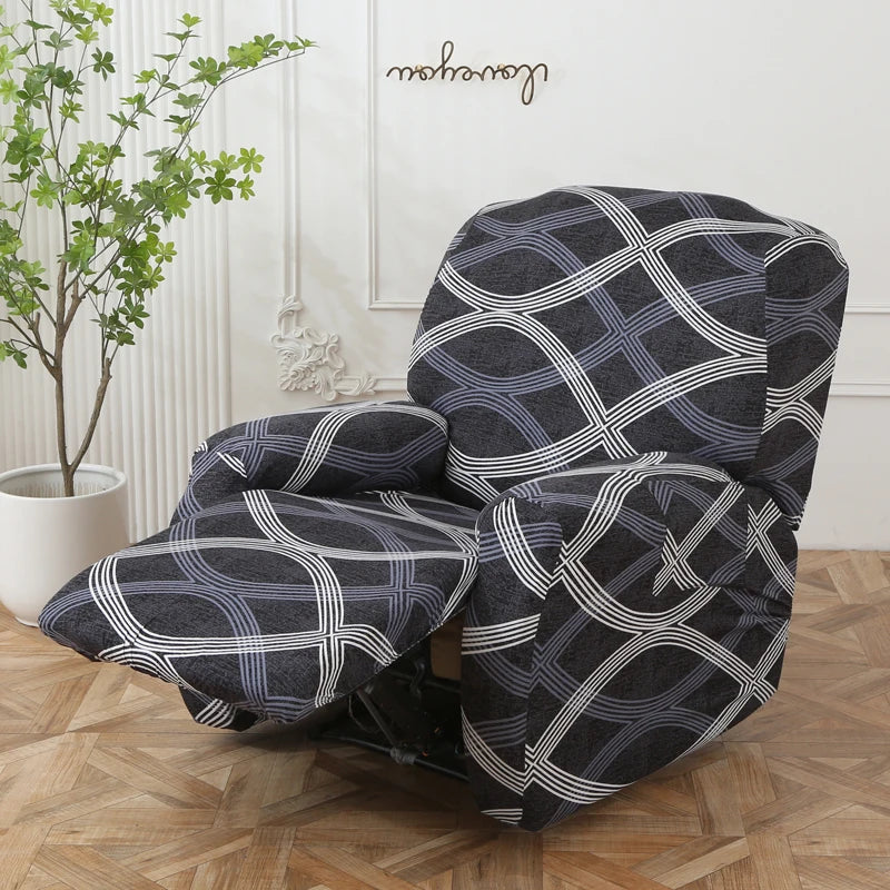 Printed Recliner Cover with Pockets | 4-Piece Furniture Protector