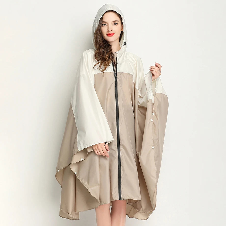 Plus-Size Lightweight Color-Blocked Raincoat | Ideal for Outdoors