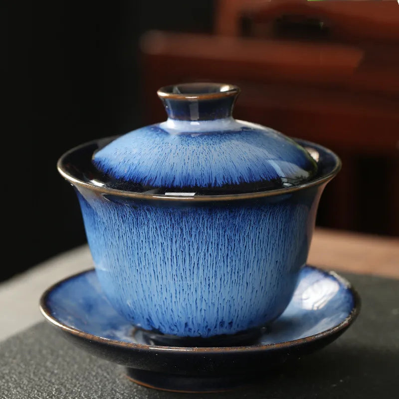 Elegante Juego de Té Kungfu Gaiwan de Cerámica Vintage | Perfecto para Ceremonia