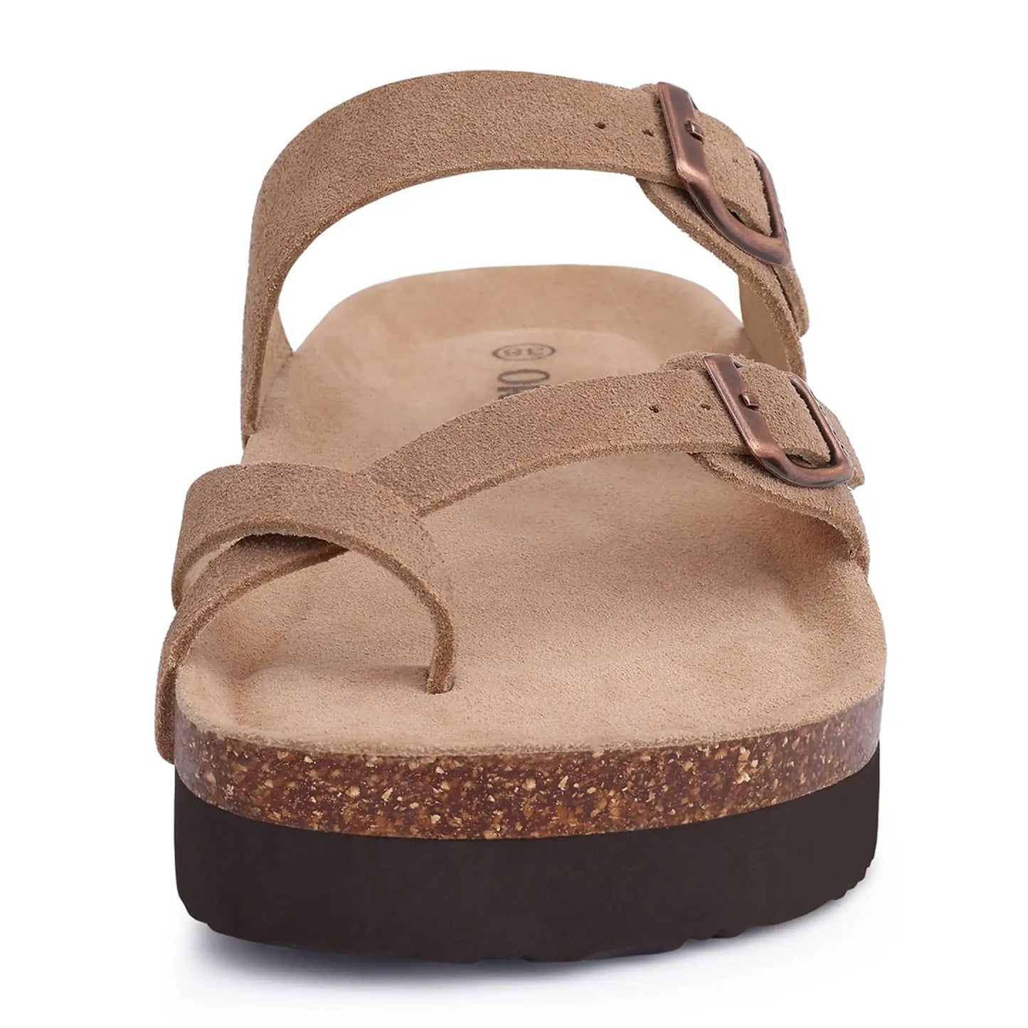 Women's Suede Sandals | Adjustable Buckle Cork Platform Footwear