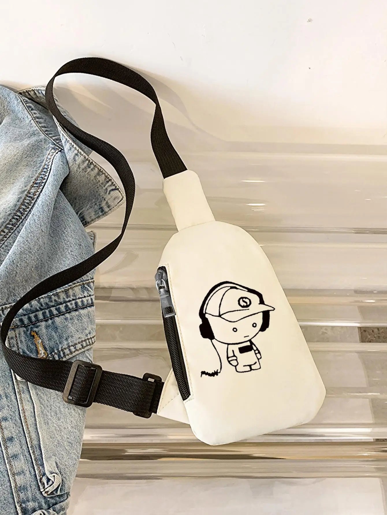 Cute Cartoon Music Boy Printed Chest Bag | Large Capacity