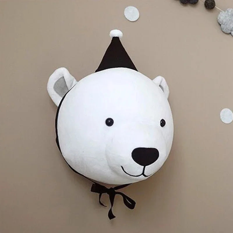 Animal Head Wall Decor | Cute Plush Animal Hanging Mounts for Kids