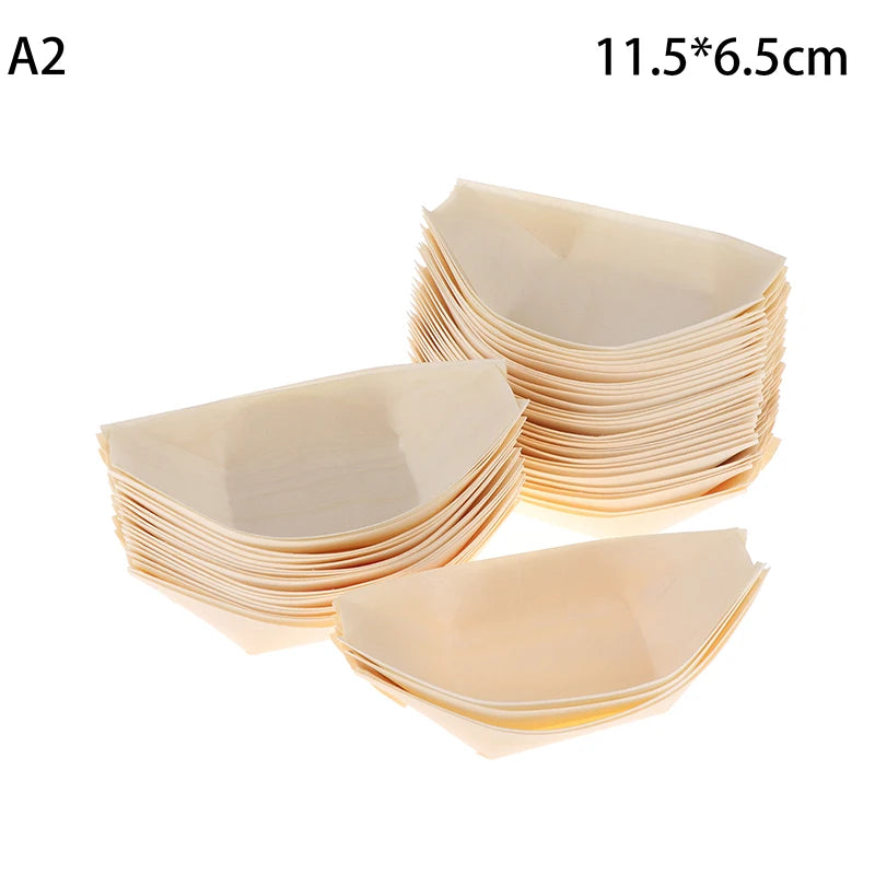 50 Platos Desechables de Madera para Sushi | Elegante Experiencia Culinaria