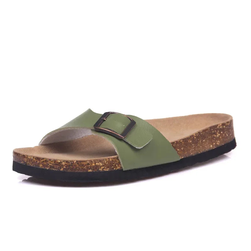 Elegantes chanclas de corcho de verano para mujer | Sandalias informales de playa
