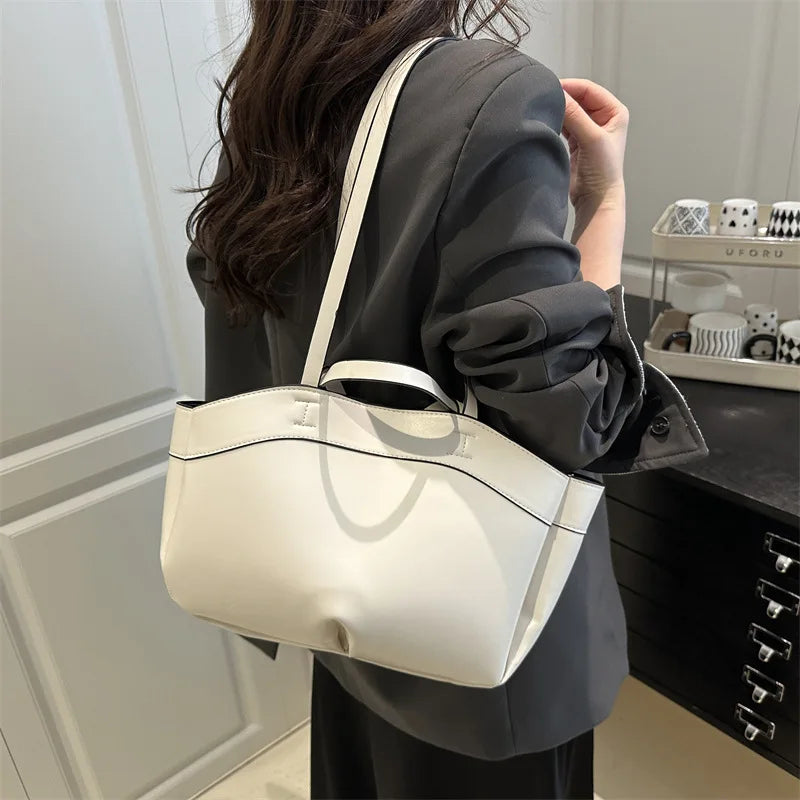 Trendy Women's Large Capacity PU Leather Tote & Crossbody Bag
