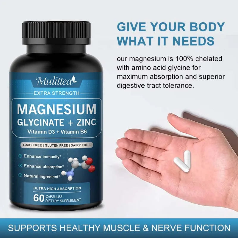 Vegan Magnesium Glycinate Capsules with Zinc & Vitamin D3