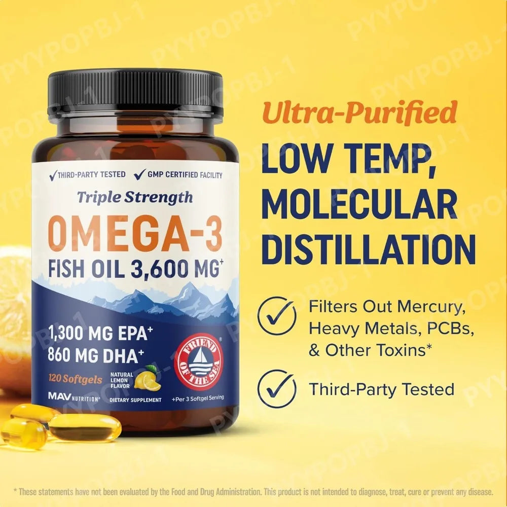 High-Potency Omega-3 Fish Oil Supplement | 3600 mg EPA & DHA