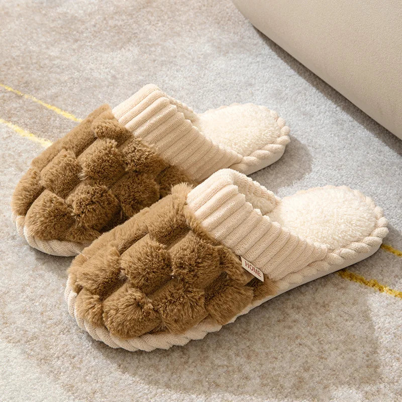 Cozy Warm Plush Cotton Slippers | Anti-Slip Indoor Footwear