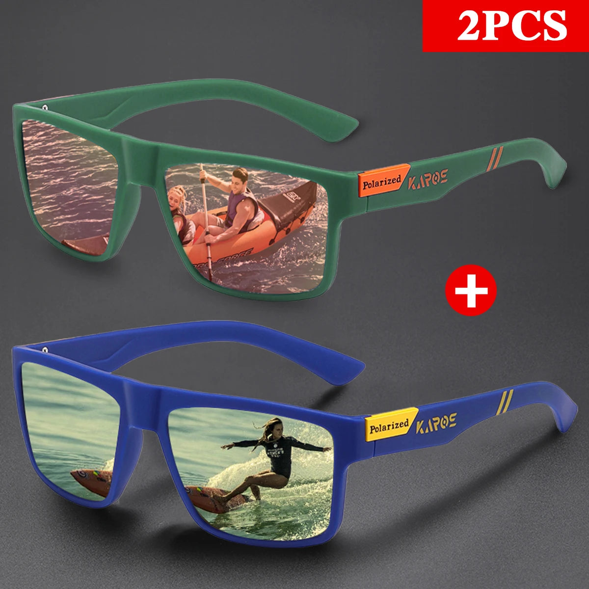 KAROS 2Pcs Polarized Sport Glasses Set for Men & Women UV400 Protection Eyewear for Fishing Cycling Driving Travel & Hiking YZ23