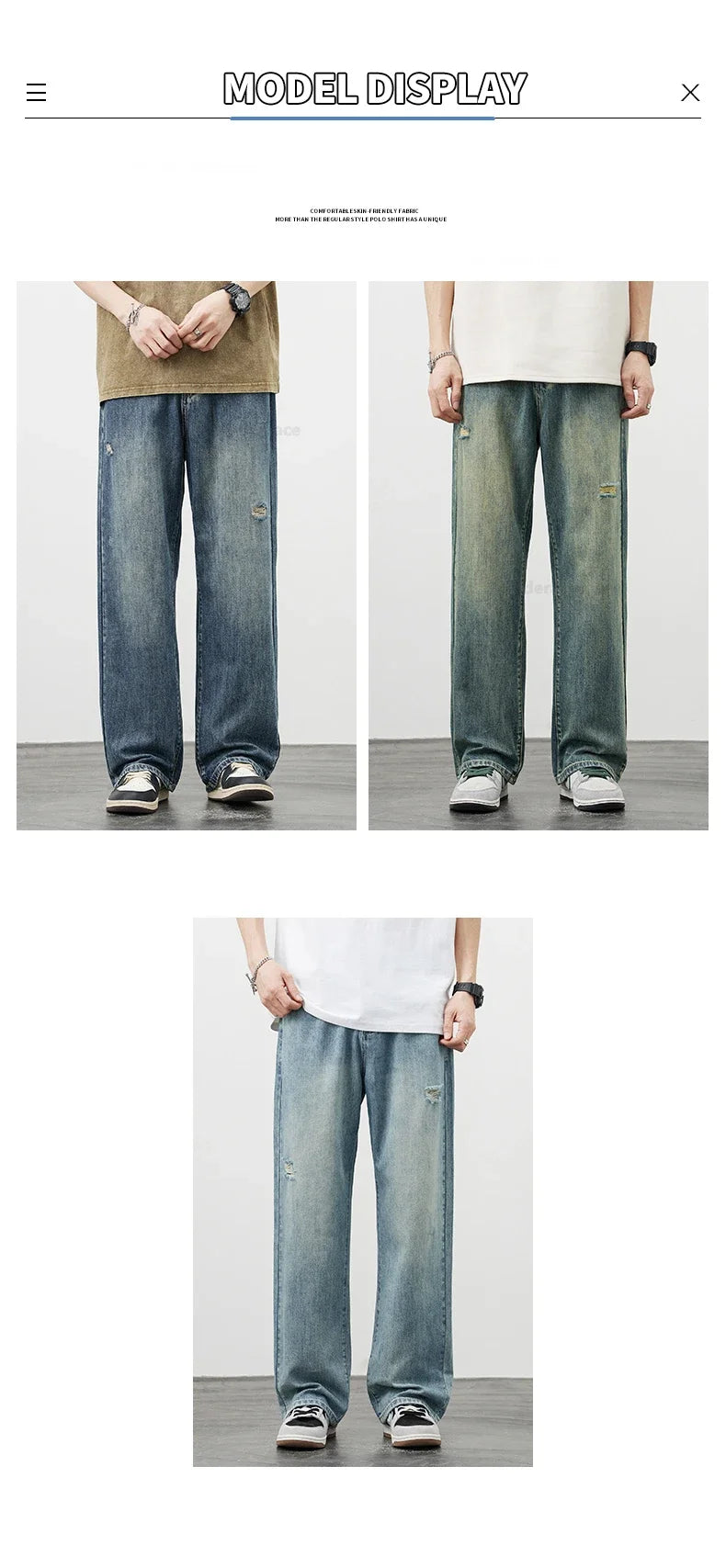 Men's Vintage Baggy Jeans | Distressed Y2K Straight Pants
