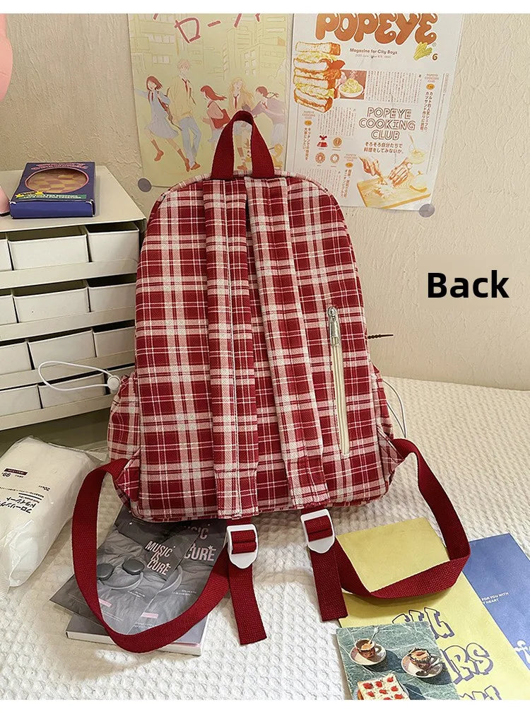 Large Capacity Plaid Backpack | Versatile Travel & School Bag