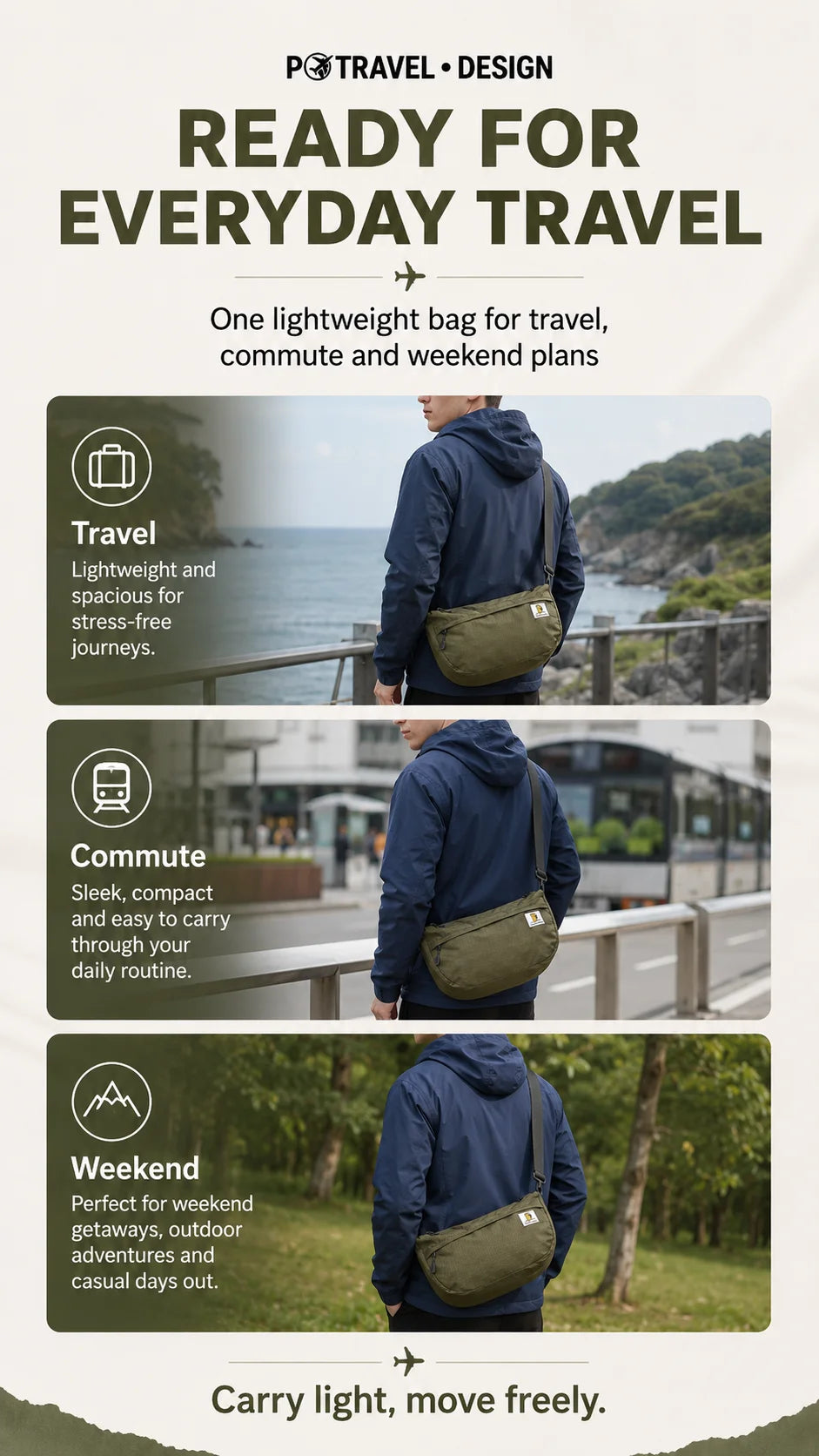 Unisex Casual Crossbody Bag | Large Capacity Fashion Handbag
