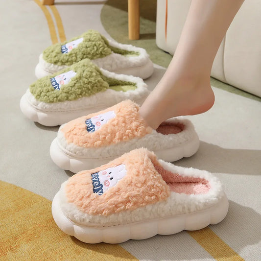Women's Cute Cartoon Rabbit Plush Slippers | Cozy Indoor Footwear