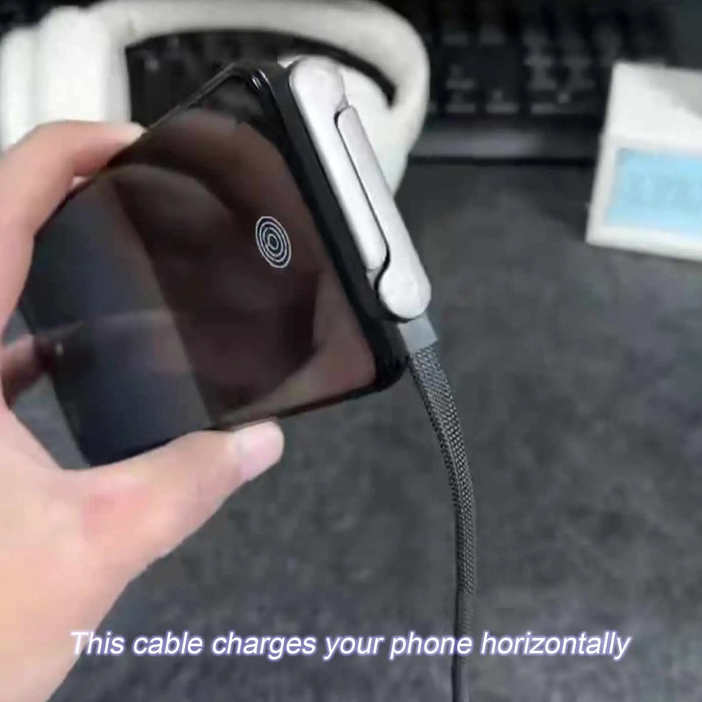 Fast Charge USB-C Braided Cable with Built-in Phone Stand | 240W