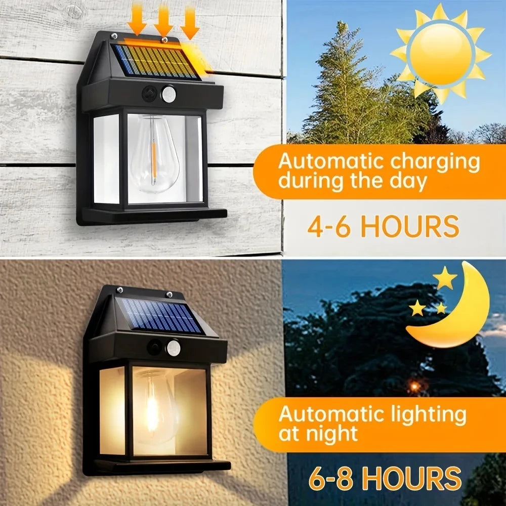 Lámpara Solar de Pared con Sensor de Movimiento | Iluminación Exterior Impermeable