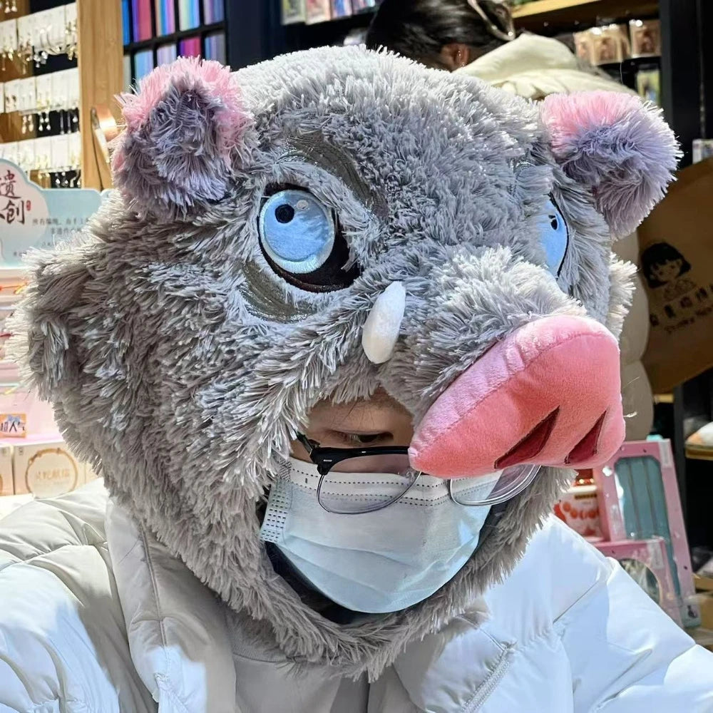 Unisex Boar Head Plush Hat | Cozy Cartoon Anime Costume Accessory