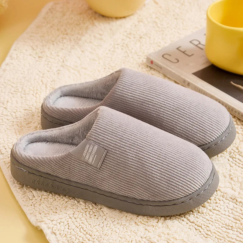 Cozy Plush Cotton Slippers for Couples | Anti-Slip Indoor Footwear