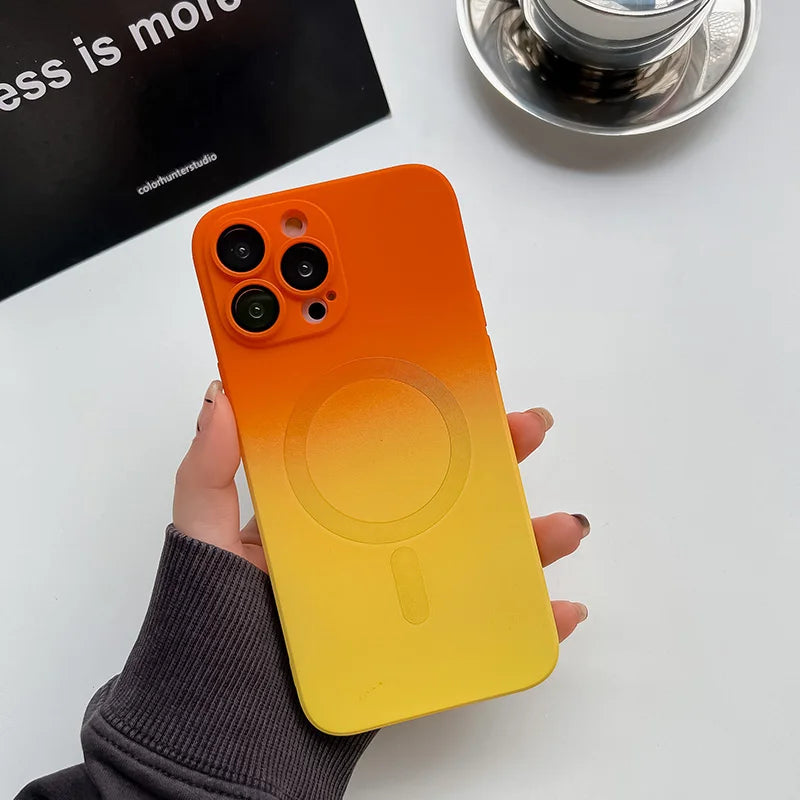 Comes With Lens Film Gradient Color Phone Case For IPhone 17 16 15 14 13 12 Pro Max 11 Silicone Shockproof Back Cover