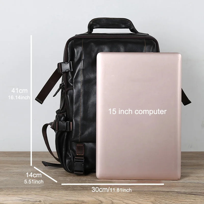 Vintage Cowhide Men's Backpack | Large Capacity Casual Bag