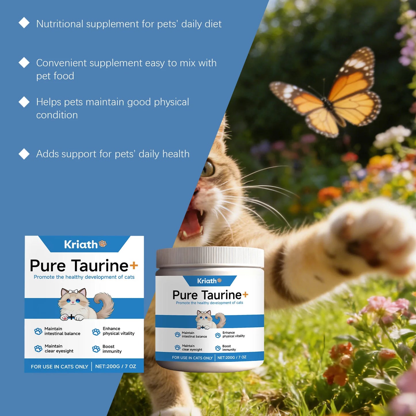 Pure Taurine Powder for Cats | Daily Health Supplement