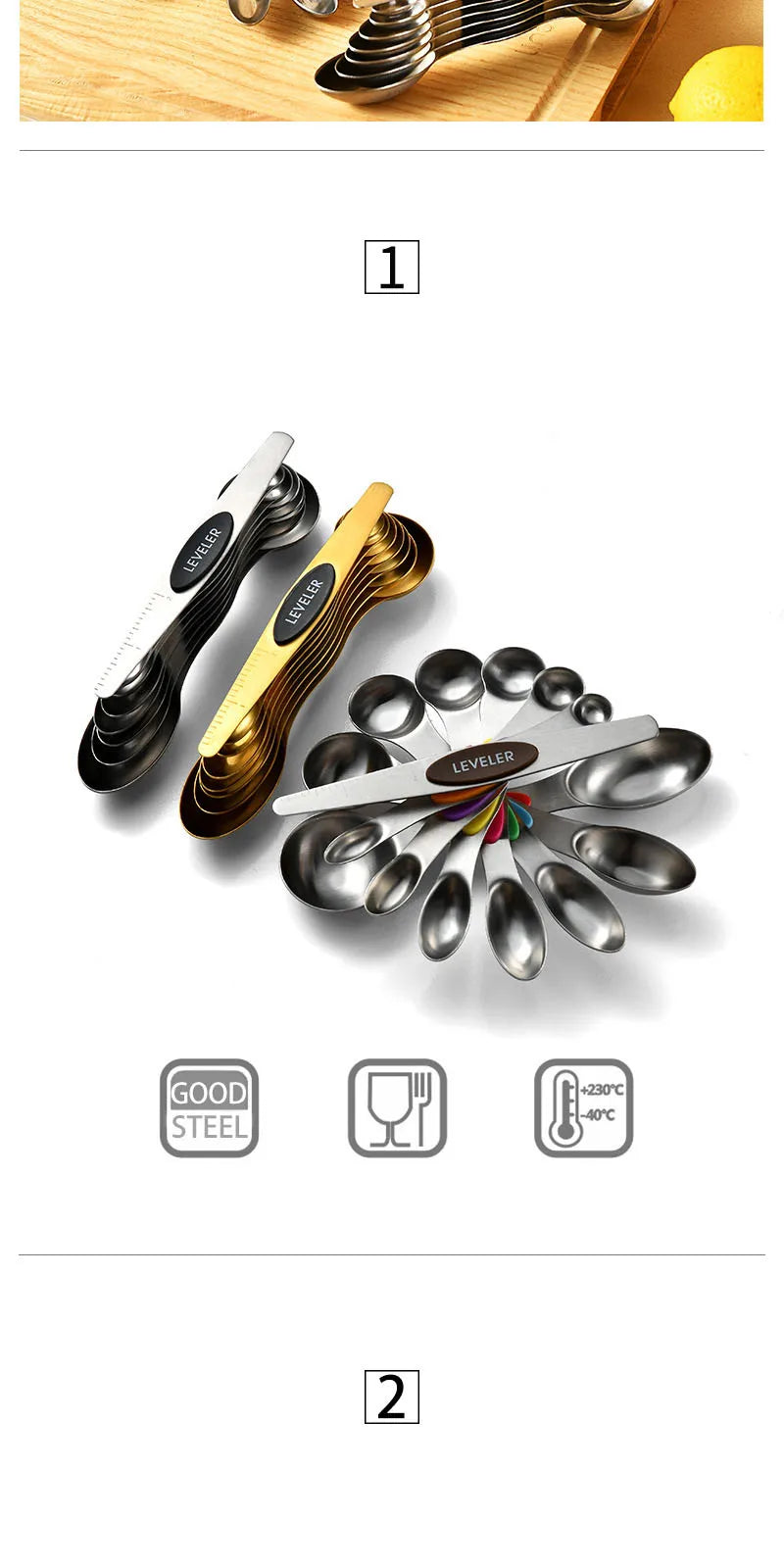 8Pcs/Set Magnetic Measuring Spoon Set Stainless Steel Stackable Double-sided Teaspoons Metal Accurate for Seasoning Cans