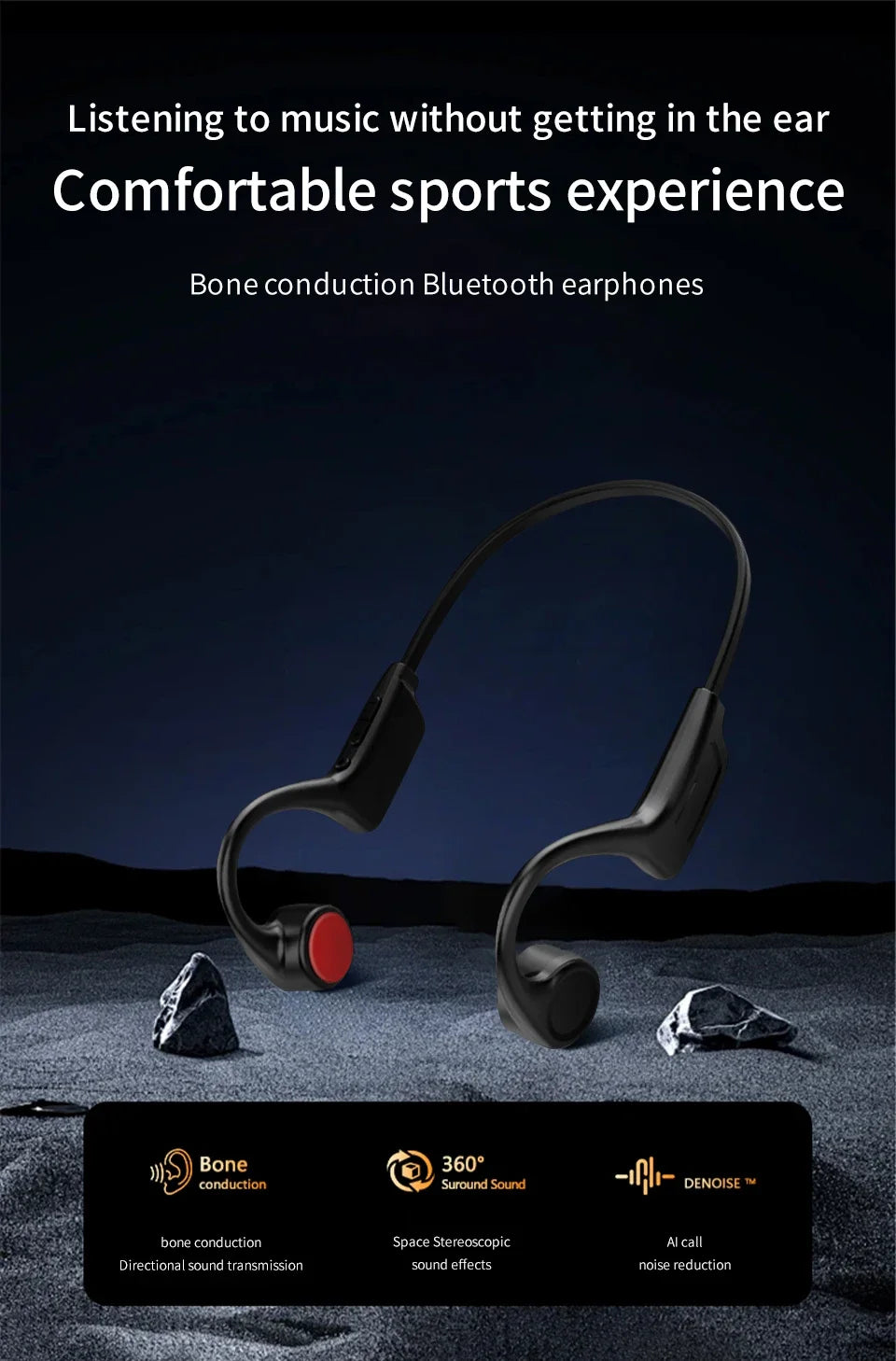 Wireless Bone Conduction Earphones | Waterproof Sports Headphones
