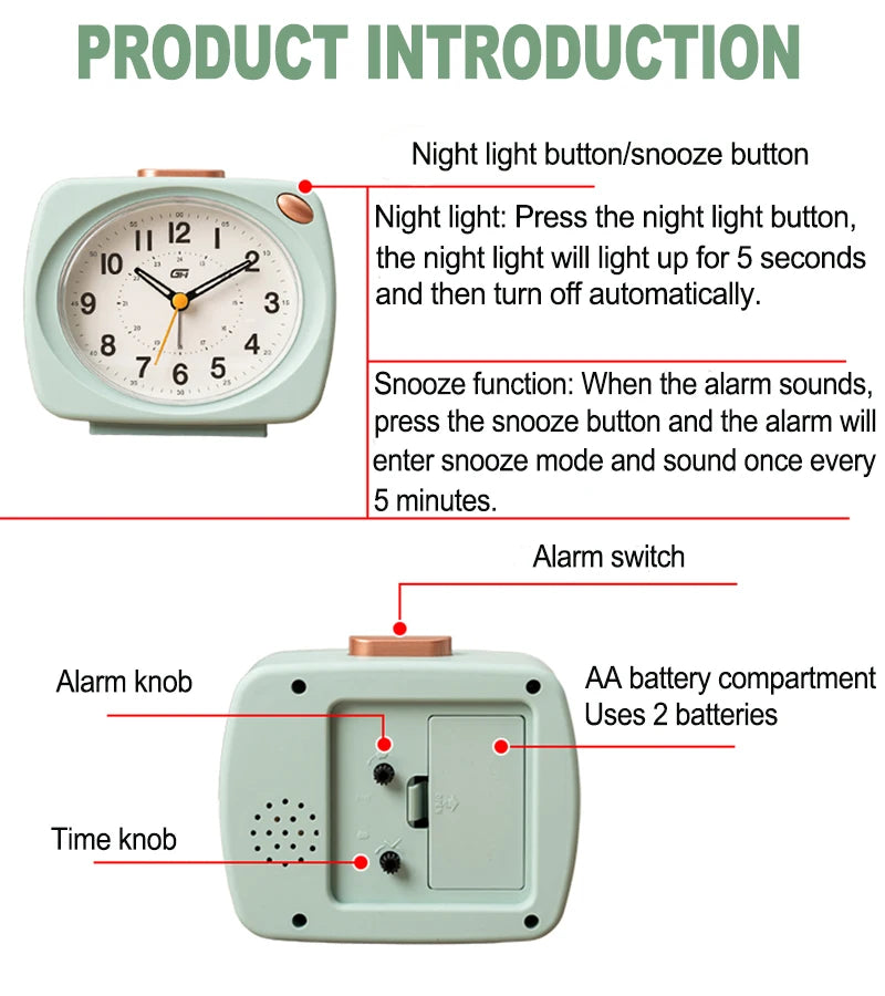 Modern Music Alarm Clock with Snooze and Night Light Function