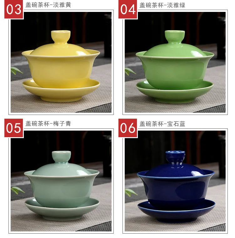 Handmade Ceramic Porcelain Gaiwan Teaware Set | Perfect for Kung Fu Tea